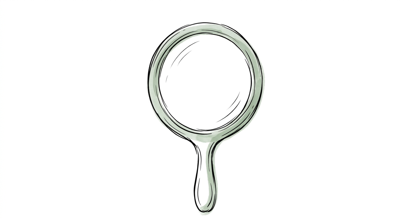 An empty hand mirror: the AI output mirrors the context you give it