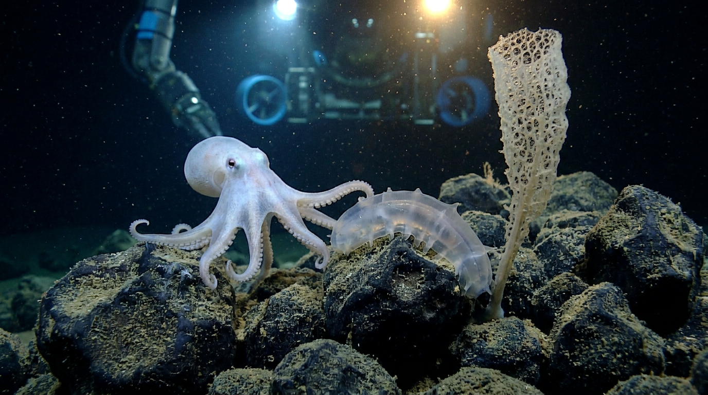 The ghostly Casper octopus and deep-sea fauna among polymetallic nodules